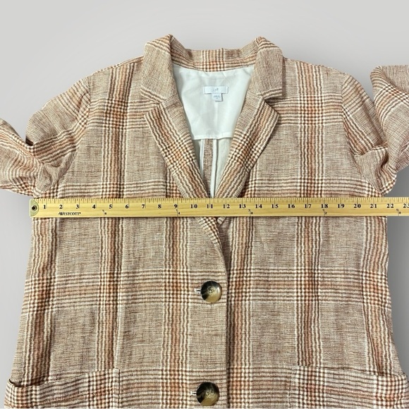 J.Jill Blazer Jacket Linen Blend Henna Plaid Lined Harper Sz M - Picture 7 of 13